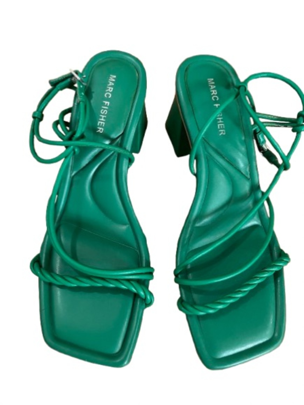 Marc Fisher Meggiane Green Twisted-Strap Block Heel Sandal Sz 8.5 Cushioned - Picture 5 of 12